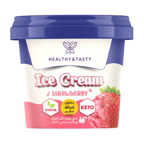 ايس كريم كيتو بالفراولة 180 مل من هيلثي اند تيستي