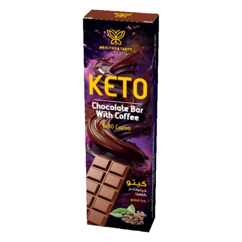 شيكولاتة بار كيتو 72% كاكاو بالقهوة 40 جرام من هيلثي اند تيستي